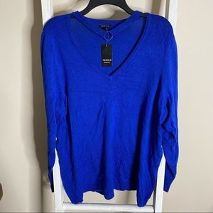 TORRID Blue ring choker v-neck pullover. Size 3 / Size 22-24.